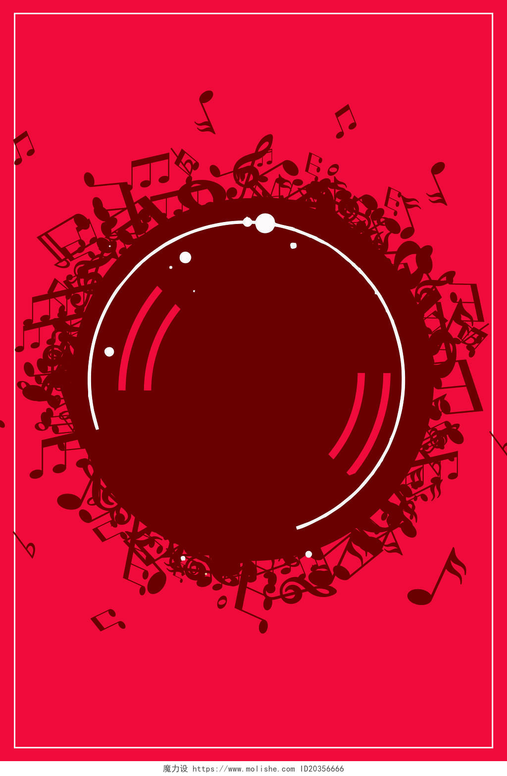 红色简约CD音符音乐节海报背景